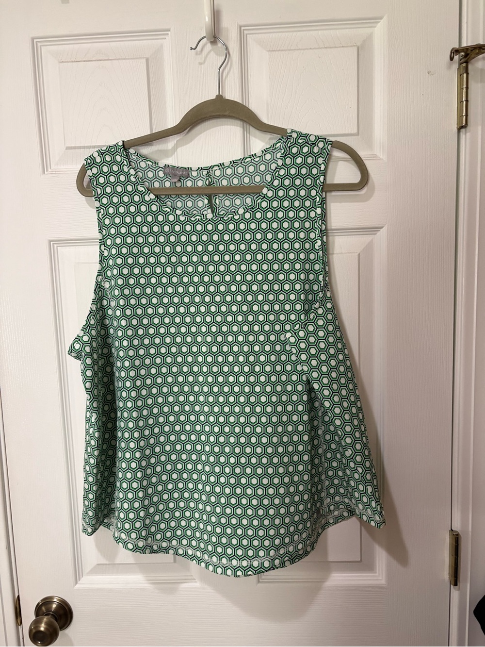 Talbots Green Geometric Print Sleeveless Camisole